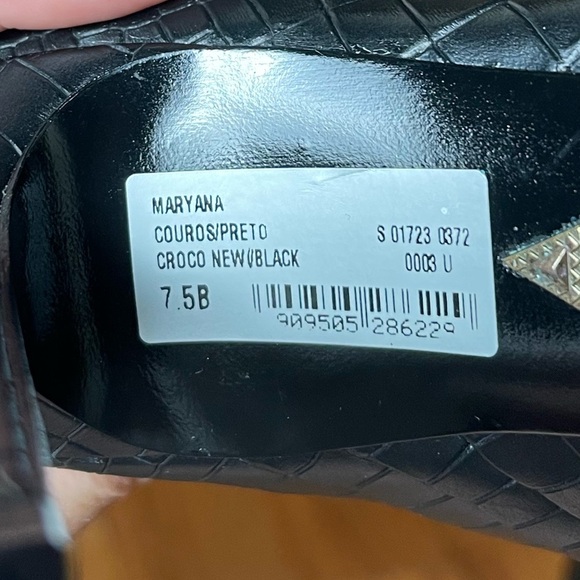 SCHUTZ Black Heeled Leather Boots with Croc-Embossed Texture, Size 7.5 B - Picture 6 of 10